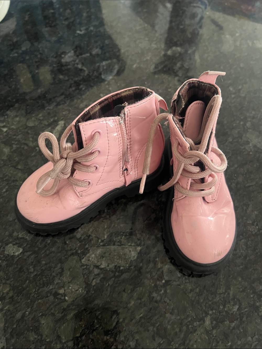 Kids Pink Lace-Up Ankle Boots